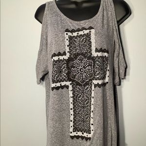Of the shoulder cross shirt